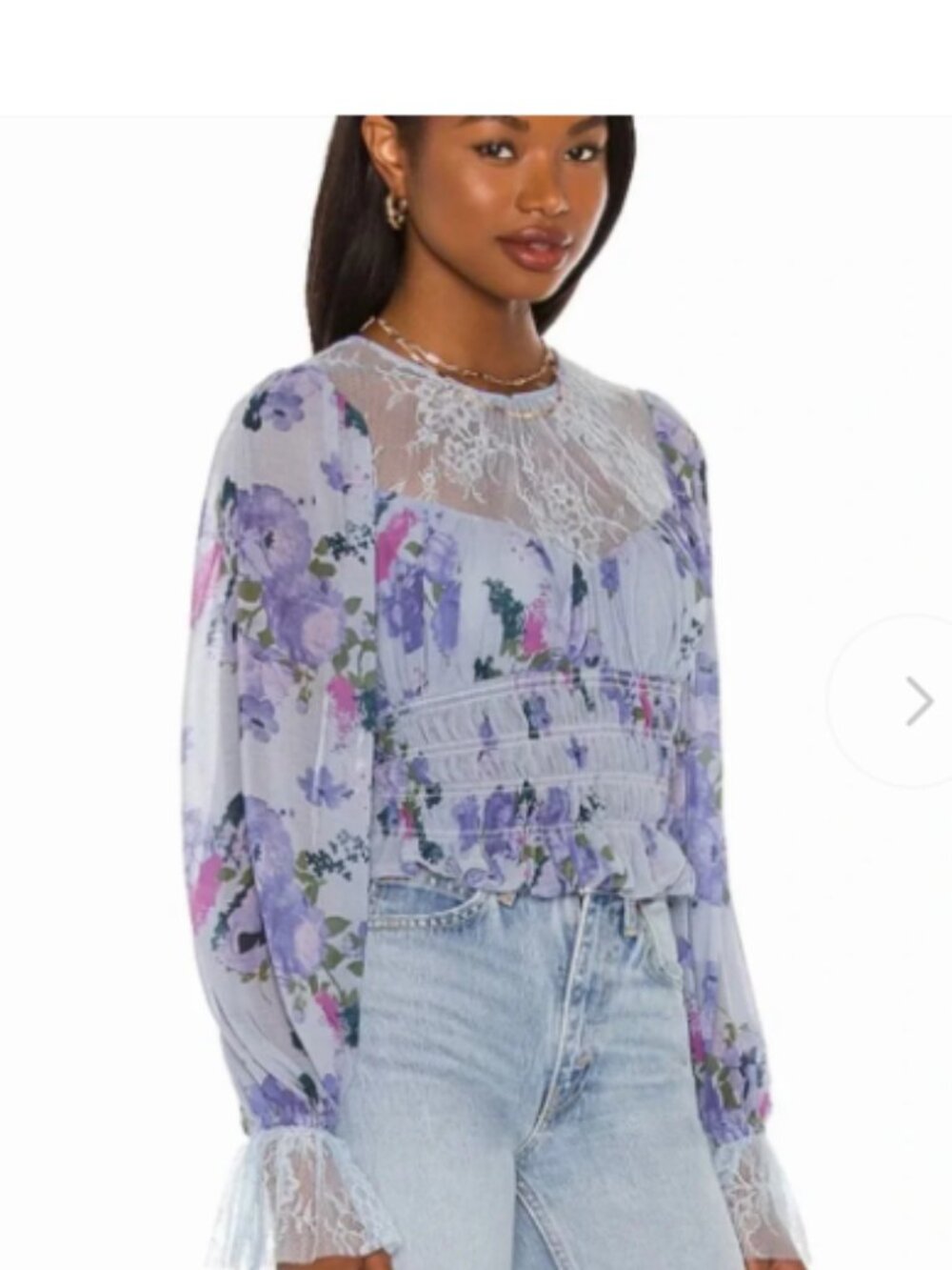 Free People Daphne Smocked Waist Blouse size Large